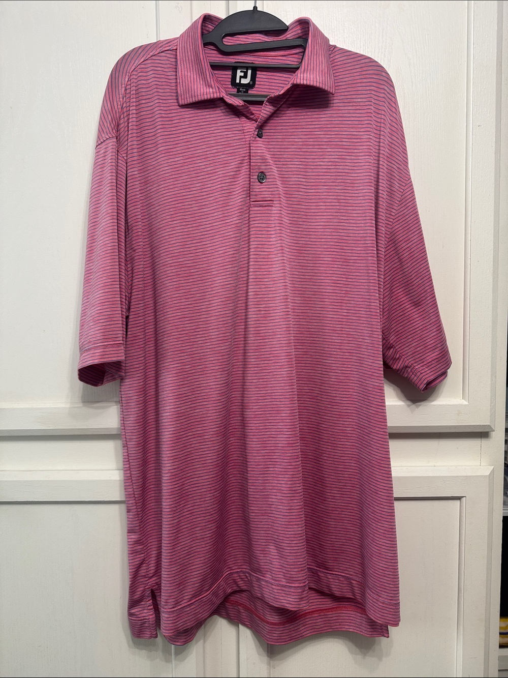 FootJoy Pink Micro-Striped Men’s Golf Polo